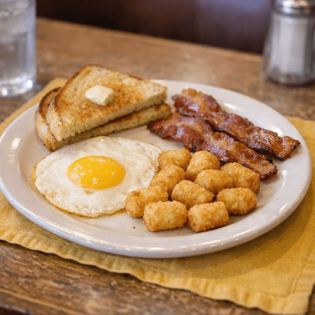 Kid Egg, Bacon, Tots, Toast